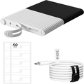 60-piece silicone cable tie set with labels for organizing power cords and charging cables - 30 Black And White Ties And 60 Labels