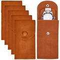 Detail of 6-piece set brown velvet watch pouches showing protective inserts and snap closure - 7*13CM / Brown