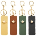 Mini PU leather lipstick keychain holders with gold metal hardware in four assorted colors - Mixed Style 1