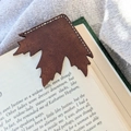 Leaf-shaped leather corner bookmark with white stitching for books and reading - Maple Leaf Shape (sku 1)