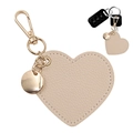Detail of heart-shaped PU leather keychain with neat stitching and gold lobster clasp - Apricot