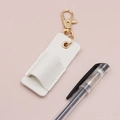 Portapenne compatto in pelle bianca per infermieri con anello dorato e moschettone - 6.5*2.7cm / Bianco