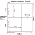 Transparent PVC 4-grid jewelry storage page dimensions with detailed size labels - 10Pcs 4-Grid Inner Pages (Holds 40)