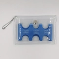 Close-up of clear PVC coin purse with blue organizer tray for Japanese Yen coins - Blue Bag Set