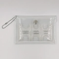 Macro view of clear PVC coin pouch with a white plastic organizer for Japanese coins - Clear Bag Set