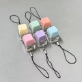 Mechanical keyboard fidget toy keychain set in six macaron colors with transparent base - 6Pcs Set (Assorted Colors)