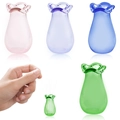 Set mit vier Mini-Glasvasen in Bunt mit gewelltem Rand zur Aufbewahrung von Katzenhaaren - Mix aus Rosa Lila Blau und Grün