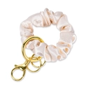Champagne satin scrunchie keychain with golden metal ring and lobster clasp - Apricot Ring