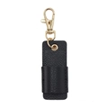Portapenne portatile in pelle nera con portachiavi e chiusura a moschettone dorata - 6.5*2.7cm / Nero