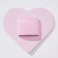 Close-up of pink heart-shaped PU leather pen holder with elastic loop for notebooks - Macaron Pink