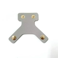 Close-up of grey leather stethoscope ID tag with four golden metal snap buttons - Gray