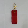 Portapenne portachiavi in pelle rossa con trama litchi e chiusura in oro lucido - 6.5*2.7cm / Rosso