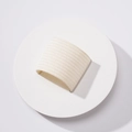 Close-up of white elastic PU leather pen holder showing ribbed texture and round design - White