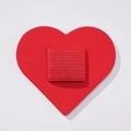 Detail of red heart PU leather pen holder with elastic loop for notebooks - Red