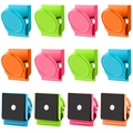 Set of 12 colorful magnetic clips for office and fridge in blue green pink and orange - Multicolor