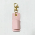 Pink faux leather lanyard pen and lipstick holder with golden metal swivel lobster clasp - 6.5*2.7cm / Light Pink