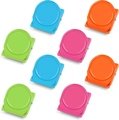 Set of 8 colorful magnetic fridge clips in four bright colors for office and home use - Multicolor