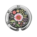 Faltbarer Handtaschenhalter aus Metall mit schwarzem Blumenmuster-Dekor für Tische - Durchmesser 4.5cm / Blumenstil 1