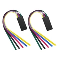 Detail of colorful ribbon bookmarks with black leather base set of two for bibles - 30x370mm / Black