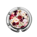 Faltbarer Metall-Handtaschenhalter mit floralem Muster in glänzendem Silber-Finish - Durchmesser 4.5cm / Blumenstil 3