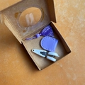 Mini high precision scissors set with purple tassel and case in kraft gift box packaging - Purple Tassel Style