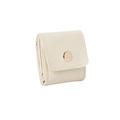 Astuccio portagioie in velluto beige con bottone dorato e finiture con cuciture di pregio - 5*4.6CM / Bianco Sporco