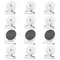 Detailed 12-pack magnetic office clip set with silver metal clamps and white round bases - White