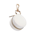 Portable white mini jewelry box pouch with gold zipper and lobster clasp keychain - 5*5*3cm / White