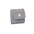 Close-up of a square grey velvet jewelry pouch with a gold metallic snap button closure - 5*4.6CM / Gray