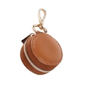 Brown round mini jewelry box keychain with gold zipper and lobster clasp attachment - 5*5*3cm / Brown