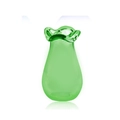 Mini grüne lichtdurchlässige Glasblumenvase mit dekorativem gewelltem Rüschenrand - Grün