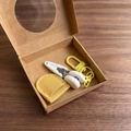 Mini high precision scissors in yellow leather protective case with a metal hook - Hook Style / Yellow
