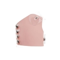 Details des Make-up-Palettenhandschuhs aus rosa Kunstleder und PVC mit Nieten - 8*9.3cm / Rosa