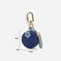 Blue mini star PU leather coin purse charm with gold carabiner and size markings - Small Blueberry