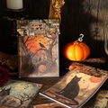 Vintage Halloween scrapbooking paper set with dark cat and crow illustrations, 20 sheets - Trick or Treat