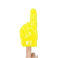 Mini yellow foam cheering finger featuring WE'RE #1 print for sports events - Yellow
