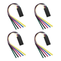 Set of four bookmarks featuring six colorful ribbons and a black leather tab - 30x370mm / Black
