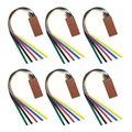 Set di 6 segnalibri in pelle marrone con nastri piatti colorati per Bibbia e libri - 30x370mm / Marrone