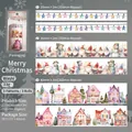 Driedelige Kerst washi tape set met aquarel sneeuwpop en winterse bospatronen - Set van 3 rollen / Vrolijk Kerstfeest