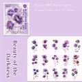 Iridescent purple rose PET stickers for scrapbooking, set of 15 transparent flower decals - Beauty Of The Dark
