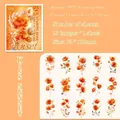 Iridescent Sunset Kiss series PET flower stickers with 15 orange floral designs - Sunset Kiss