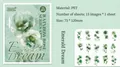 Emerald Dream PET floral stickers set featuring 15 unique green watercolor roses - Emerald Dream