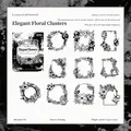 Set van 10 vintage zwart-witte bloemenrand PET-stickers voor scrapbooking en DIY-decoratie - Sierlijke Bloemen