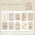 Pegatinas huecas de encaje de mariposa White Feather Sky Realm para scrapbooking, 10 uds - Reino del Cielo de Plumas Blancas