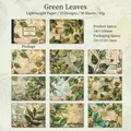 Vintage green leaf theme decorative paper set for scrapbooking, 30 sheets in 10 designs - Emerald Green Page