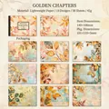 Vintage autumn leaf scrapbook paper set with 30 sheets of light paper in golden tones - Golden Chapter
