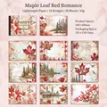 Vintage maple leaf decorative paper set for scrapbooking 30 sheets in 10 unique designs - Maple Leaf Red