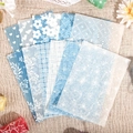 12 φύλλα διακοσμητικό χαρτί scrapbooking σε μπλε και λευκό με κομψά μοτίβα λουλουδιών - Γαλάζιο Αεράκι