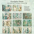 Eucalyptus Dream vintage scrapbook paper pack with 30 sheets of botanical illustrations - Eucalyptus Dream