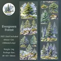 Ruban PET thème forêt persistante pour scrapbooking, 60 mm de large avec pins dessinés - Forêt à Feuilles Persistantes